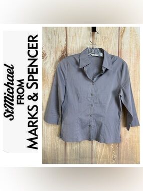 💵St Michael for Marks&Spencer Classic Lilac Button-Front Women's Shirt Size 6